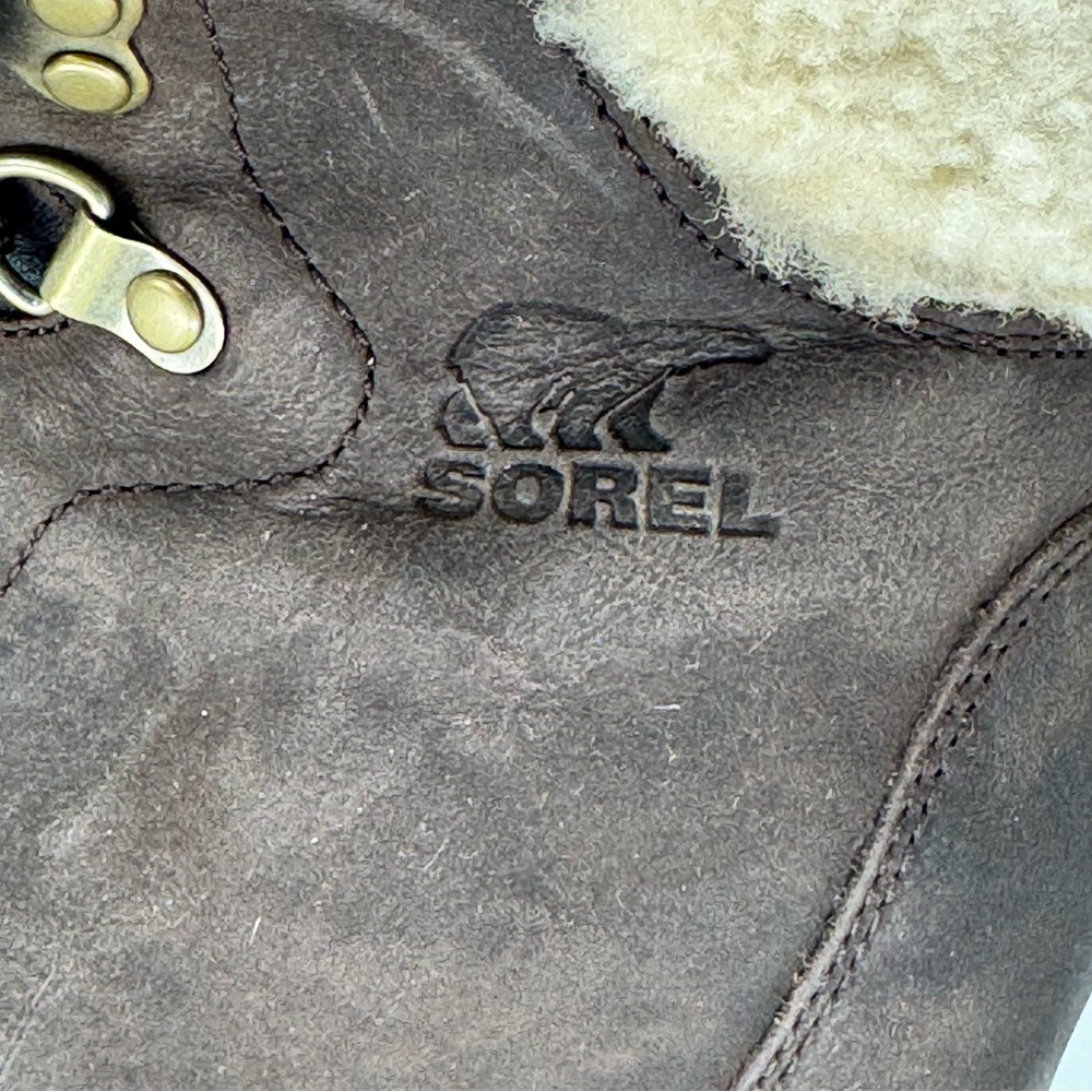 Sorel Conquest Shearling Wedge Ankle Boots Color Tobacco Brown. SZ 7 - Picture 7 of 10